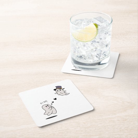 Cute ghosts couple talking kartonnen onderzetters (Insitu)