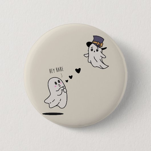 Cute ghosts couple talking ronde button 5,7 cm (Voorkant)