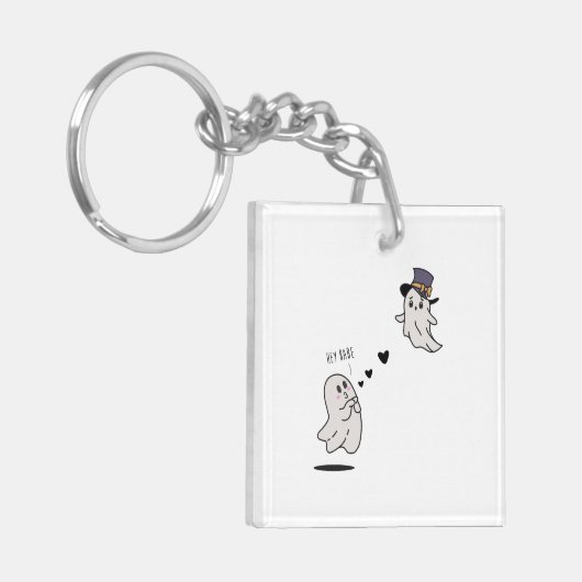 Cute ghosts couple talking sleutelhanger (Voorkant Links)