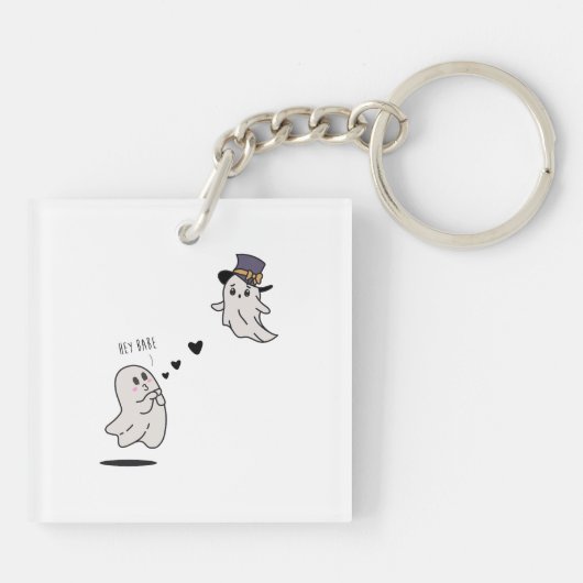 Cute ghosts couple talking sleutelhanger (Achterkant)