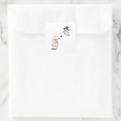 Cute ghosts couple talking vierkante sticker (Tas)