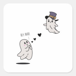 Cute ghosts couple talking vierkante sticker