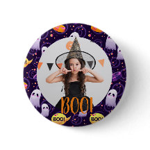 Cute Ghosts Halloween Custom Photo Button