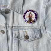 Cute Ghosts Halloween Custom Photo Button (In situ)