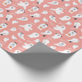Cute ghosts Halloween Elegant Pink White Cadeaupapier (Hoek)
