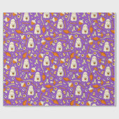 Cute ghosts Halloween Elegant purple Orang Cadeaupapier (Vlak)