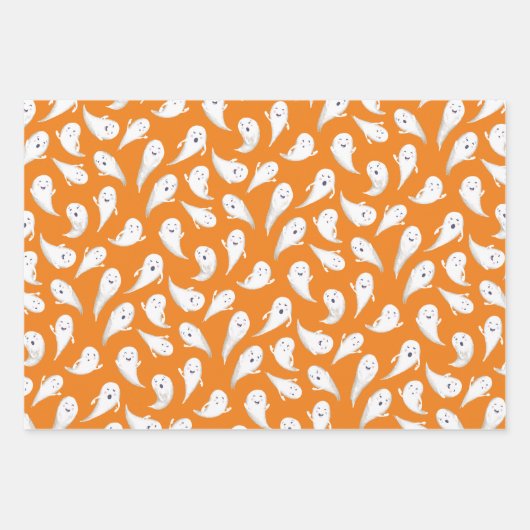 Cute Ghosts Halloween Wrapping Paper (Voorkant)