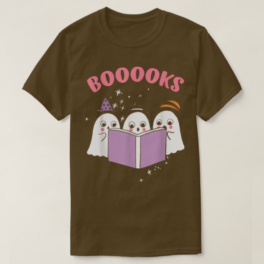 Cute Ghosts Leading BookBoooksRead T-shirt (Design voorkant)