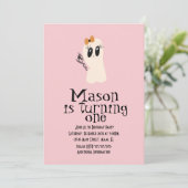 Cute Ghoul Doodle Halloween elke zondag roze Kaart (Staand voorkant)