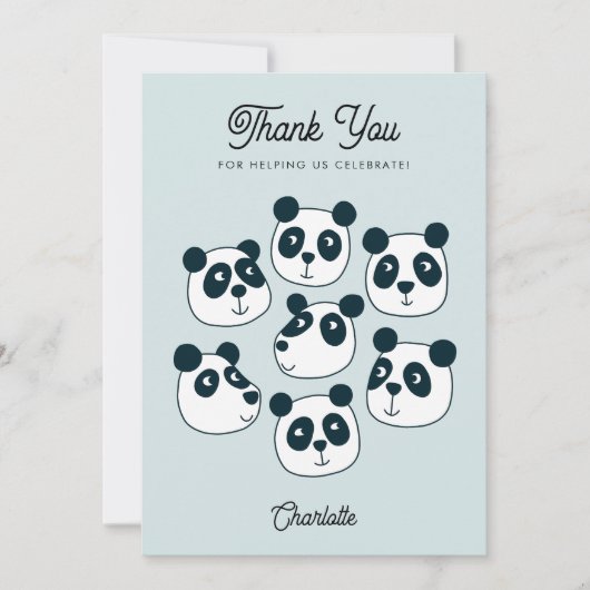 Cute Giant Panda Beer Bedankkaart (Voorkant)