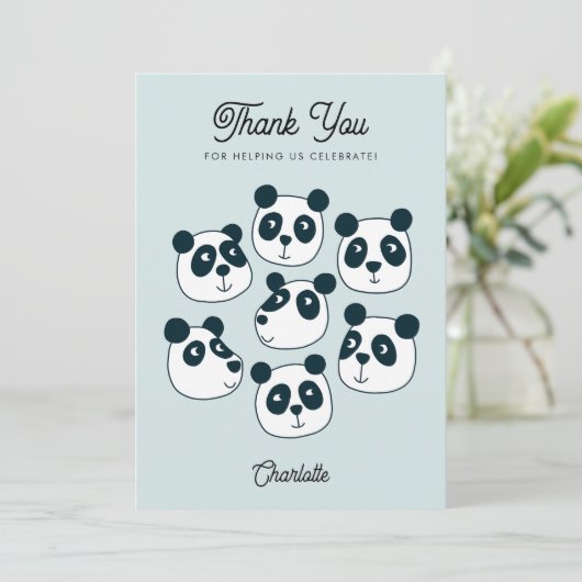 Cute Giant Panda Beer Bedankkaart (Staand voorkant)