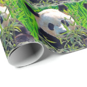 Cute Giant Panda-Beer met lekkere bamboe-bladeren Cadeaupapier (Rol Hoek)
