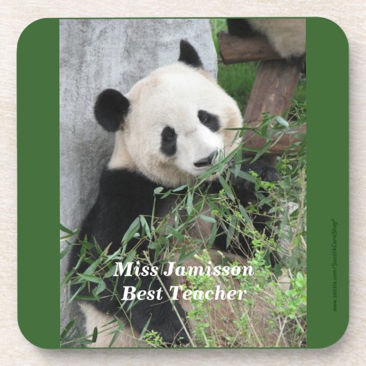 Cute Giant Panda, Best Teacher, Green, Set of 6 Bier Onderzetter (Voorkant)