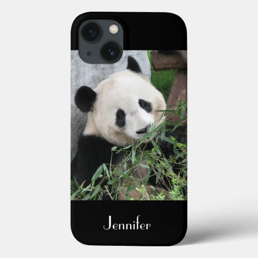 Cute Giant Panda Black Background, Name Case-Mate iPhone Case (Achterkant)