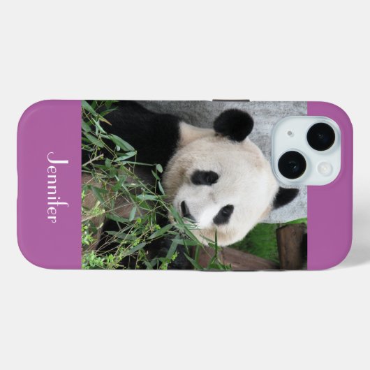 Cute Giant Panda Bleke Paarse Trim, Aangepaste naa Case-Mate iPhone Case (Achterkant (horizontaal))