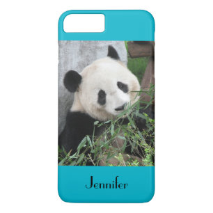 Cute Giant Panda, Blue Background, Name Case-Mate iPhone Case