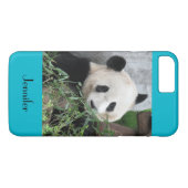 Cute Giant Panda, Blue Background, Name Case-Mate iPhone Case (Achterkant (Horizontaal))