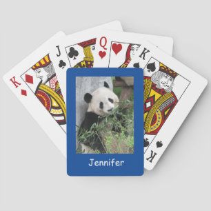 Cute Giant Panda, Blue Background Pokerkaarten