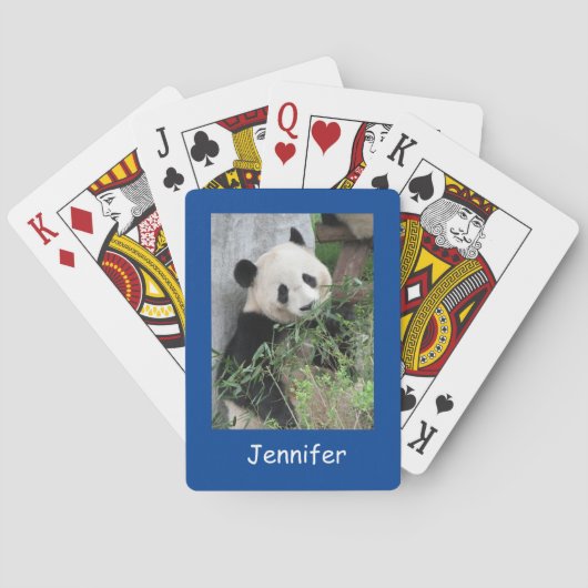 Cute Giant Panda, Blue Background Pokerkaarten (Achterkant)
