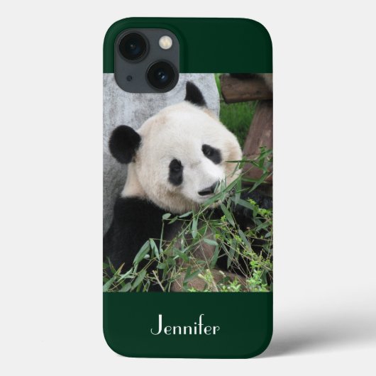 Cute Giant Panda Dark Green Background, Name Case-Mate iPhone Case (Achterkant)