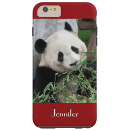 Cute Giant Panda, Donkerrood, Aangepast met naam iPhone 15 Case