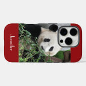Cute Giant Panda, Donkerrood, Aangepast met naam Case-Mate iPhone Case (Achterkant (horizontaal))