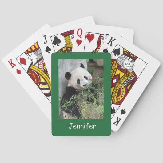 Cute Giant Panda, Green Background Pokerkaarten (Achterkant)