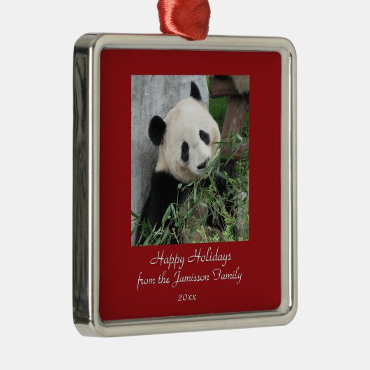 Cute Giant Panda Kerstvakanay Ornament Square (Rechts)