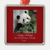 Cute Giant Panda Kerstvakanay Ornament Square (Voorkant)