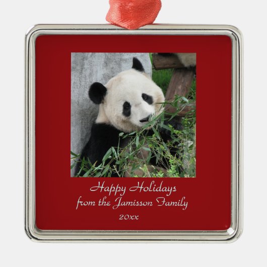 Cute Giant Panda Kerstvakanay Ornament Square (Voorkant)