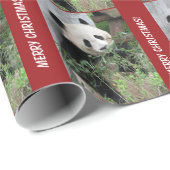 Cute Giant Panda Merry kerstwrapping Paper Cadeaupapier (Rol Hoek)