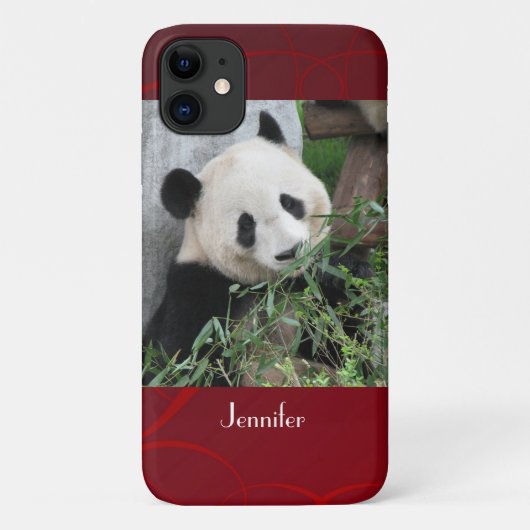 Cute Giant Panda met de naam Red Swirly Background Case-Mate iPhone Case (Achterkant)