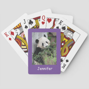 Cute Giant Panda, Paarse achtergrond Pokerkaarten