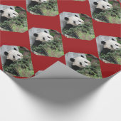 Cute Giant Panda/Pandas Red Border Kerstmis Cadeaupapier (Hoek)