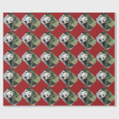 Cute Giant Panda/Pandas Red Border Kerstmis Cadeaupapier (Vlak)