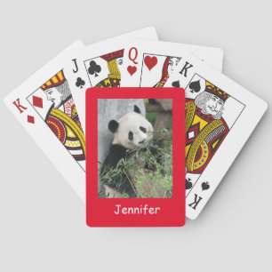 Cute Giant Panda, Red Background, speelkaarten