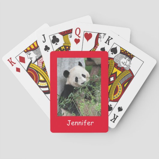Cute Giant Panda, Red Background, speelkaarten (Achterkant)
