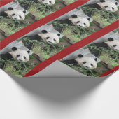 Cute Giant Panda Red Cadeaupapier (Hoek)