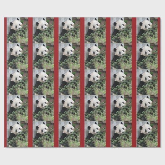 Cute Giant Panda Red Cadeaupapier (Vlak)
