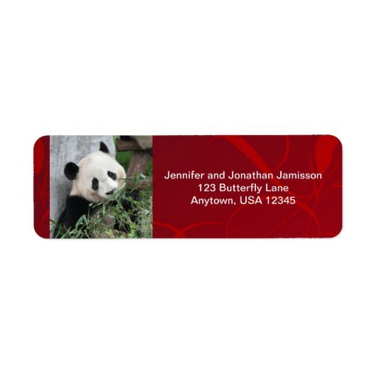 Cute Giant Panda, Rood, Persoonlijk terugkeeradres Etiket (Voorkant)