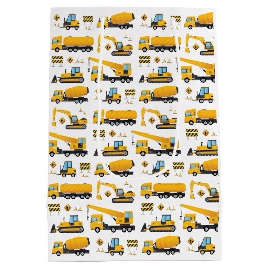 Cute Gift Bag Construction Dump Trucks Party Thema Medium Cadeauzakje (Achterkant)