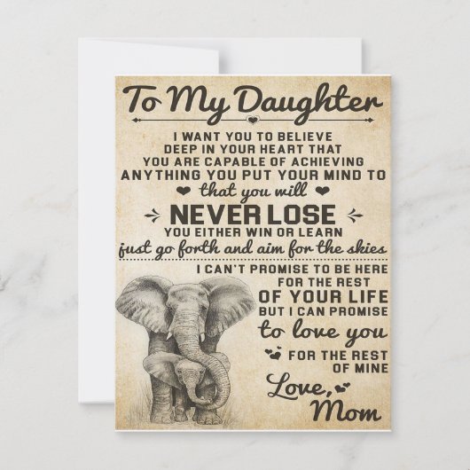 Cute Gift for Daughter, To My Daugjter Letter Kaart (Voorkant)