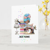 Cute Gift for Dress Maker, Seamstress Black Sewing Kaart (Gele Bloem)