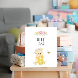 Cute Gift Table Girl Teddy Bear Baby shower Poster