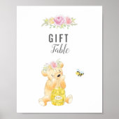 Cute Gift Table Girl Teddy Bear Baby shower Poster (Voorkant)