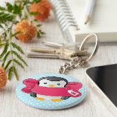 Cute giftige pinguïn sleutelhanger (Zijkant)