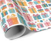 Cute Gifts in Bags and Boxes with Ribbons Pattern Cadeaupapier (Rol Hoek)