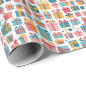 Cute Gifts in Bags and Boxes with Ribbons Pattern Cadeaupapier (Rol Hoek)