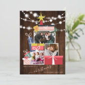 Cute gifts kerstboomhout 3 fotocollage aankondiging (Staand voorkant)