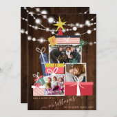 Cute gifts kerstboomhout 3 fotocollage aankondiging (Voorkant / Achterkant)